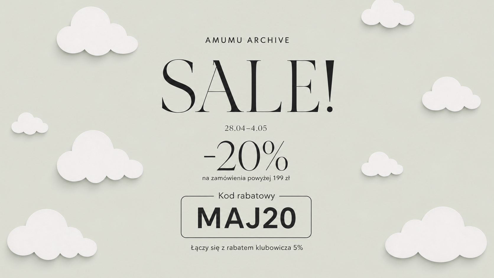 Amumu Archive Sale -20% na zamowienia powyzej 199 zl, kod rabatowy MAJ20