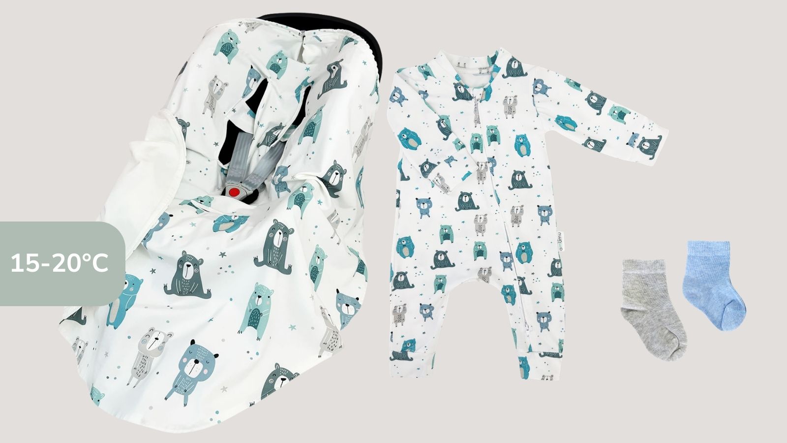 Zestaw na wyjście ze szpitala wiosna Pastelowe Misie