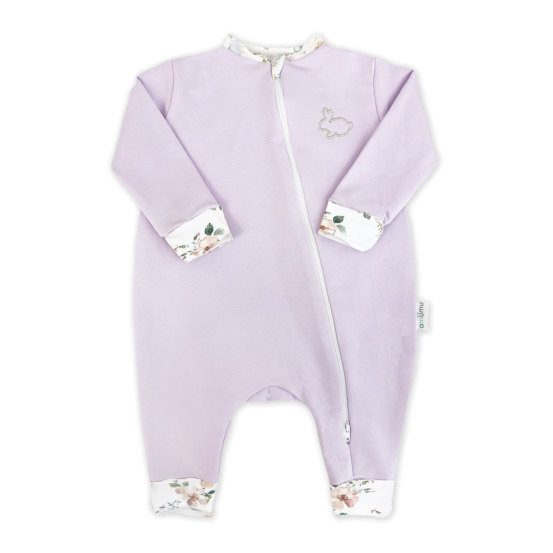 Kombinezon niemowlęcy dresowy Magiczny Ogród liliowy