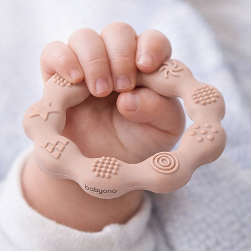 Gryzak silikonowy beżowy ring BabyOno image 2