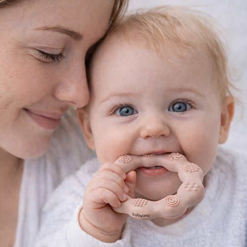Gryzak silikonowy beżowy ring BabyOno image 3