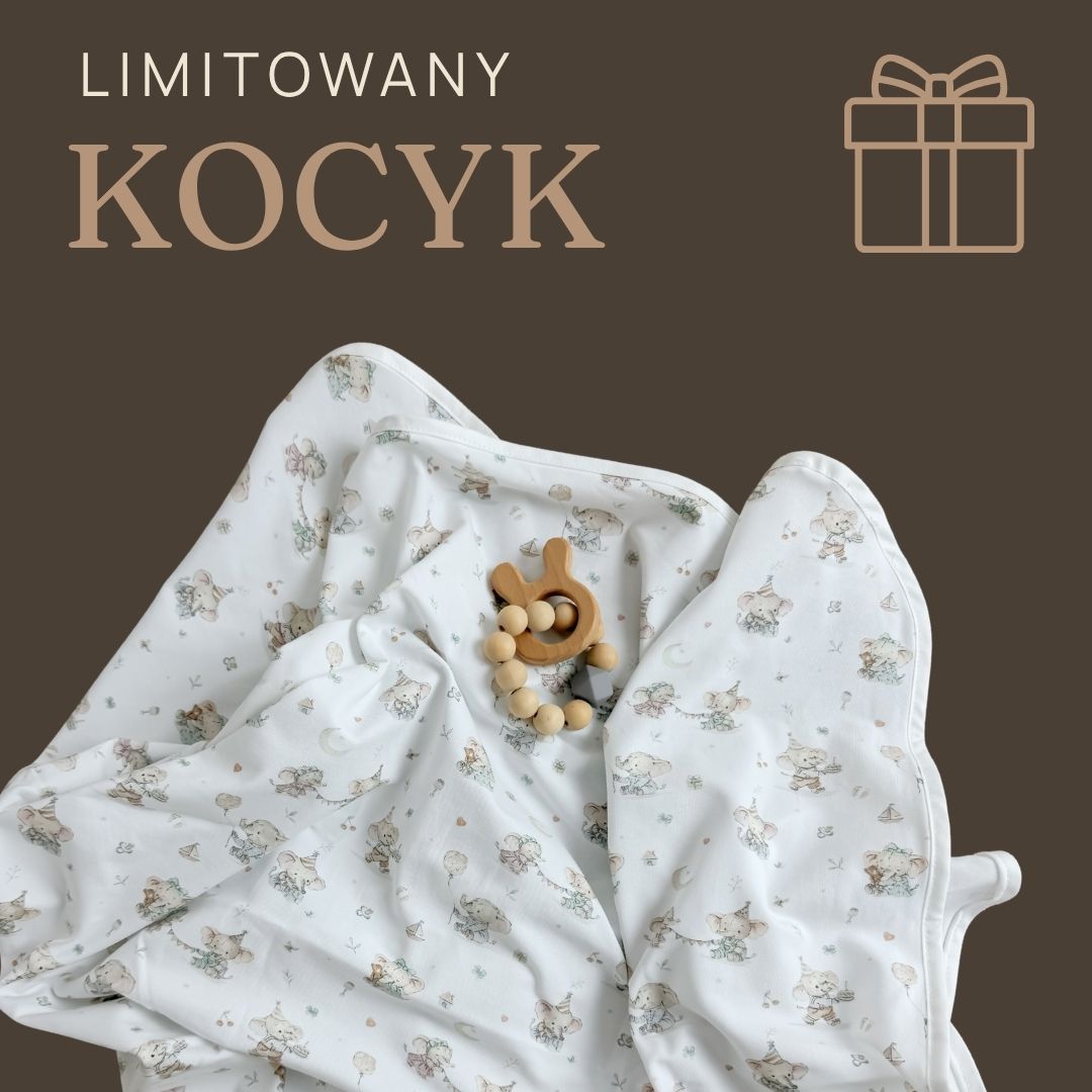 Pierwszy kocyk dla niemowlaka Słoniki