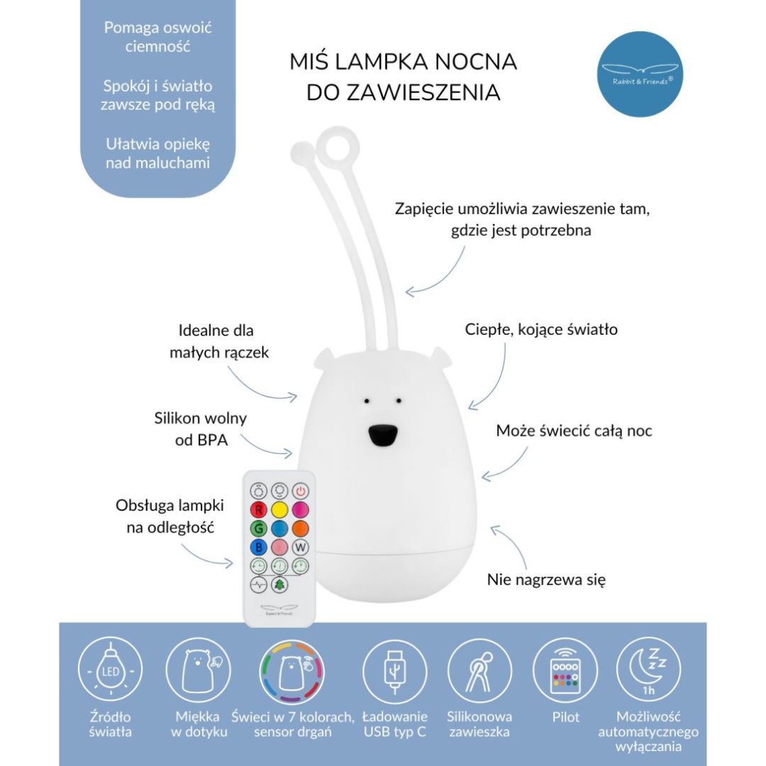 Lampa led Miś Biały do zawieszenia z pilotem image 4
