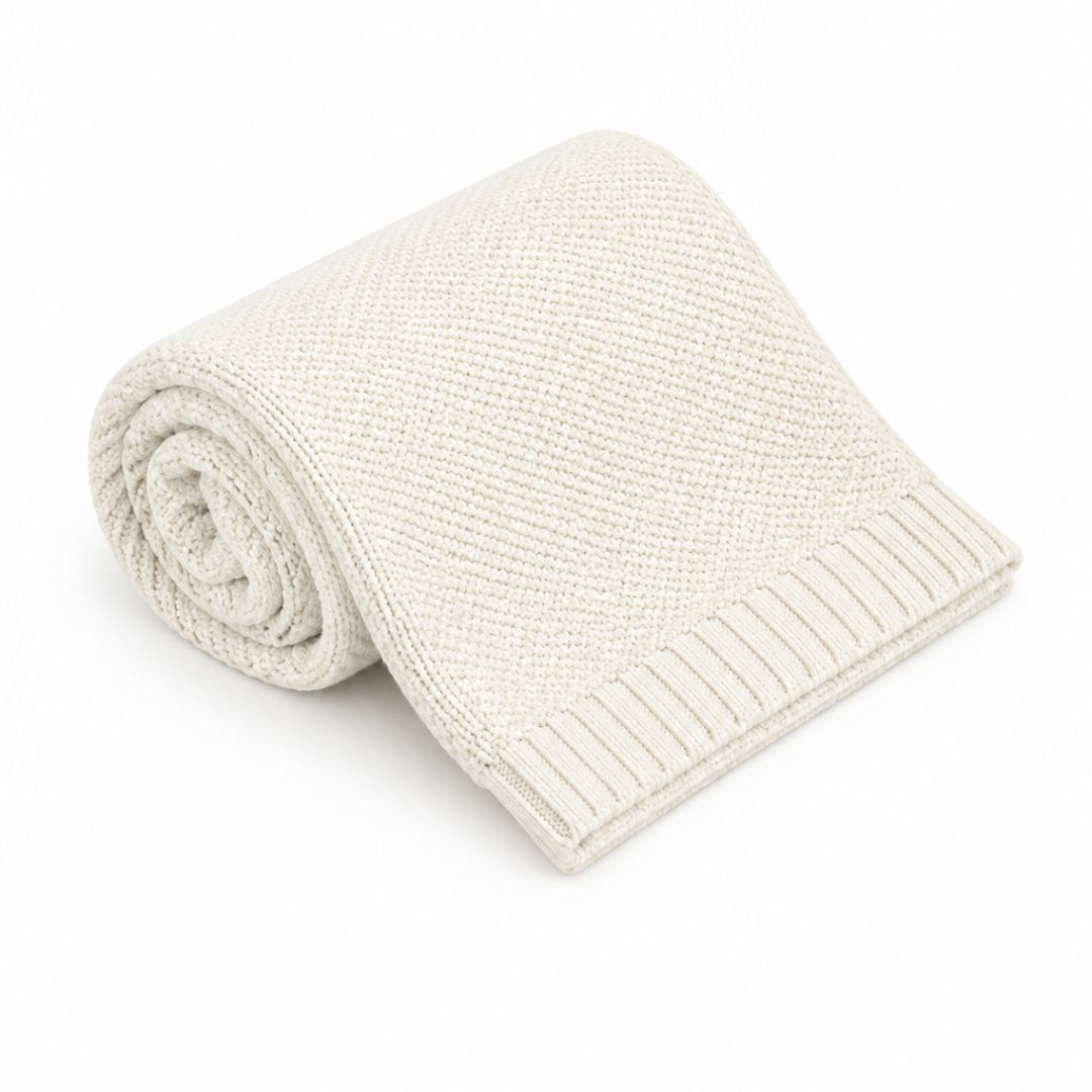 Kocyk merino Premium dla niemowlaka TEO śmietanka