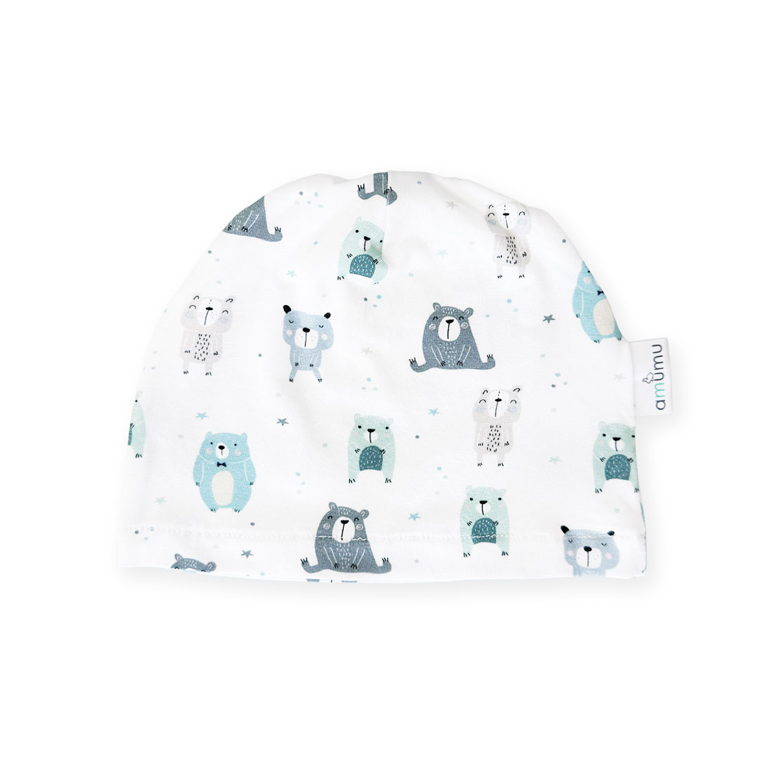 Czapeczka dla niemowlaka Pastelowe Misie 6-12m