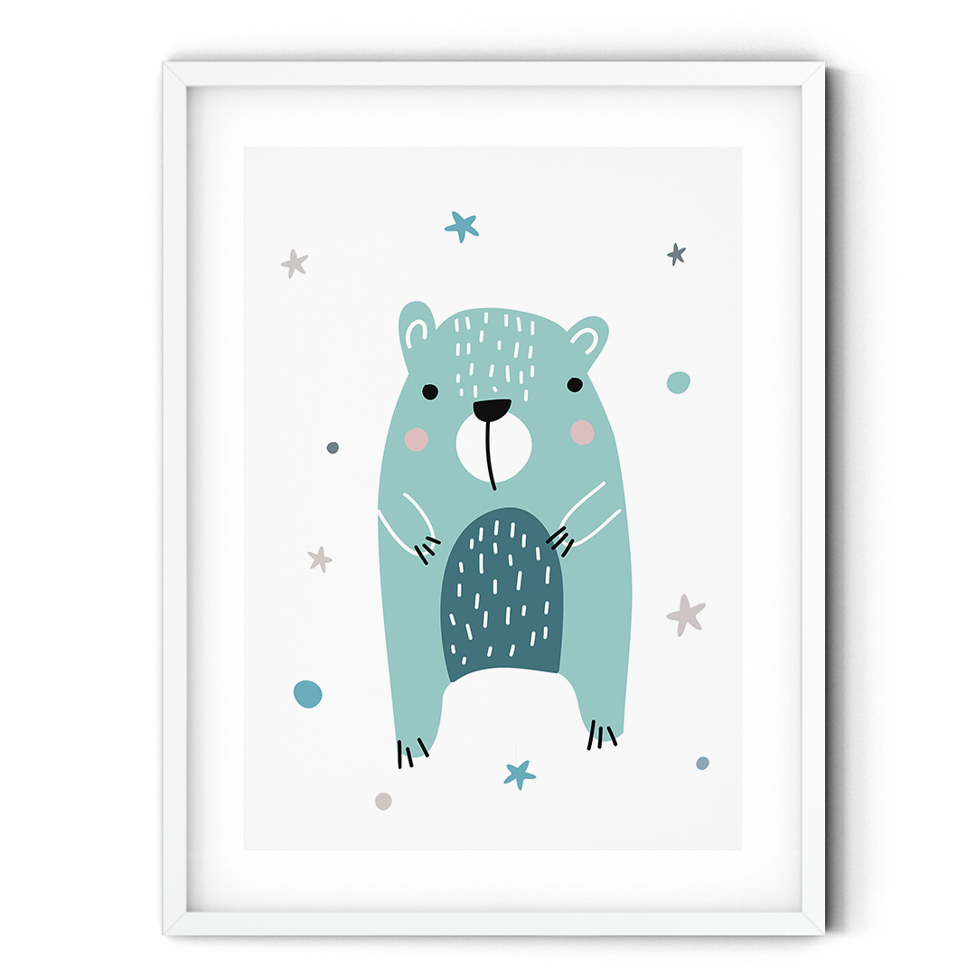 Plakat  do pokoju dziecka Miętowy Miś