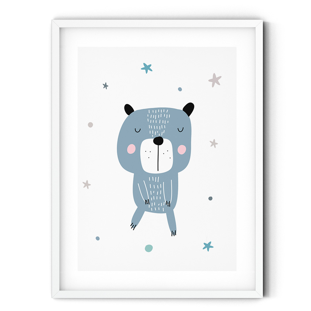 Plakat  do pokoju dziecka Niebieski Miś