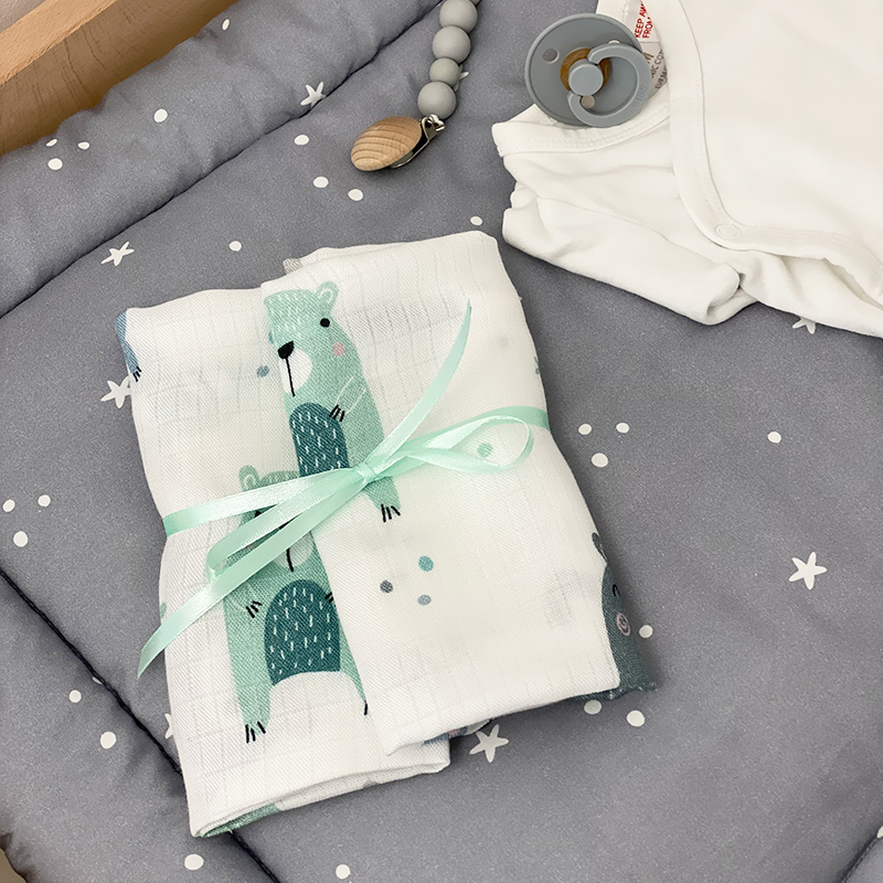 Pieluszki bambusowe Pastelowe Misie S 2-pak gallery 1