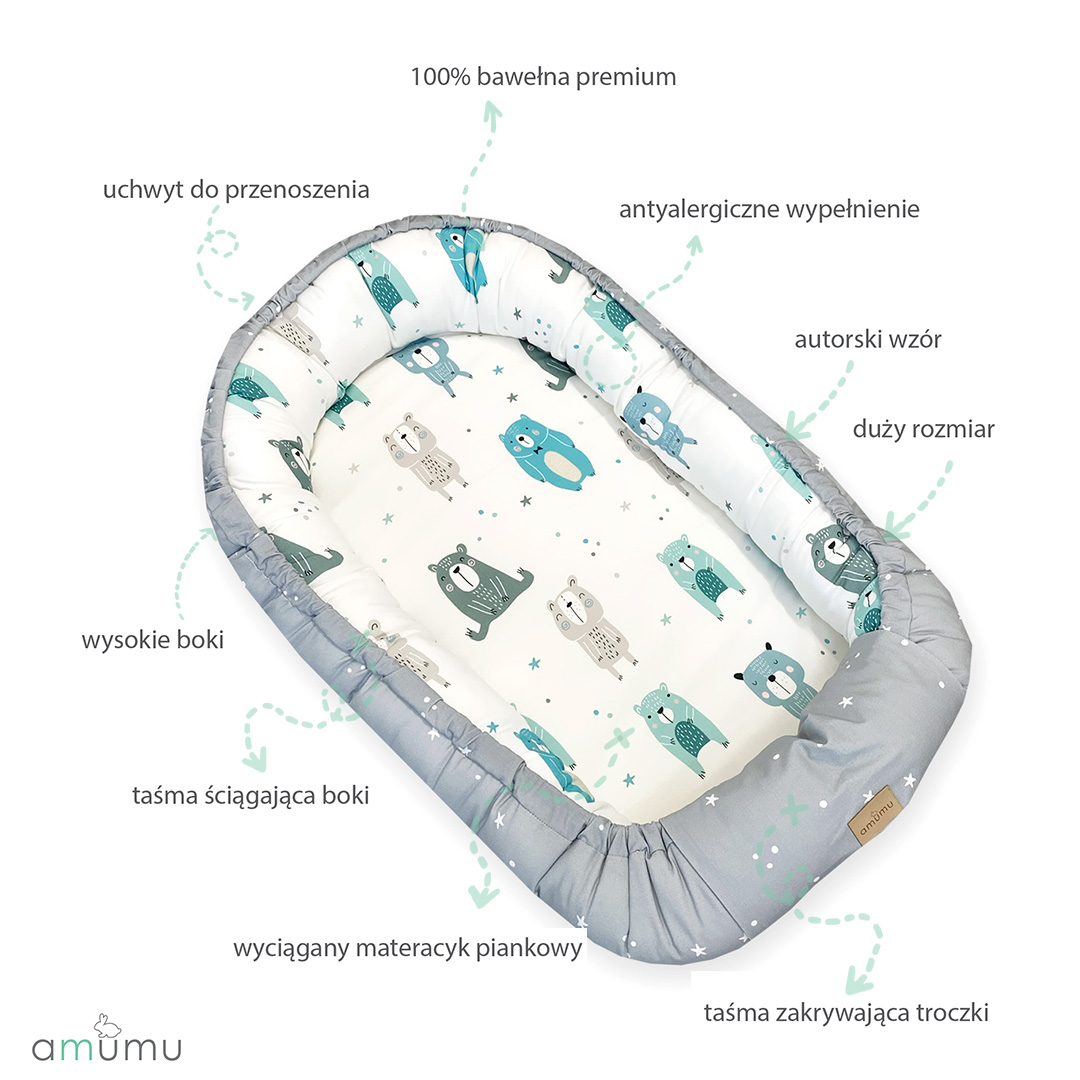 Kokon niemowlęcy Pastelowe Misie gallery 2