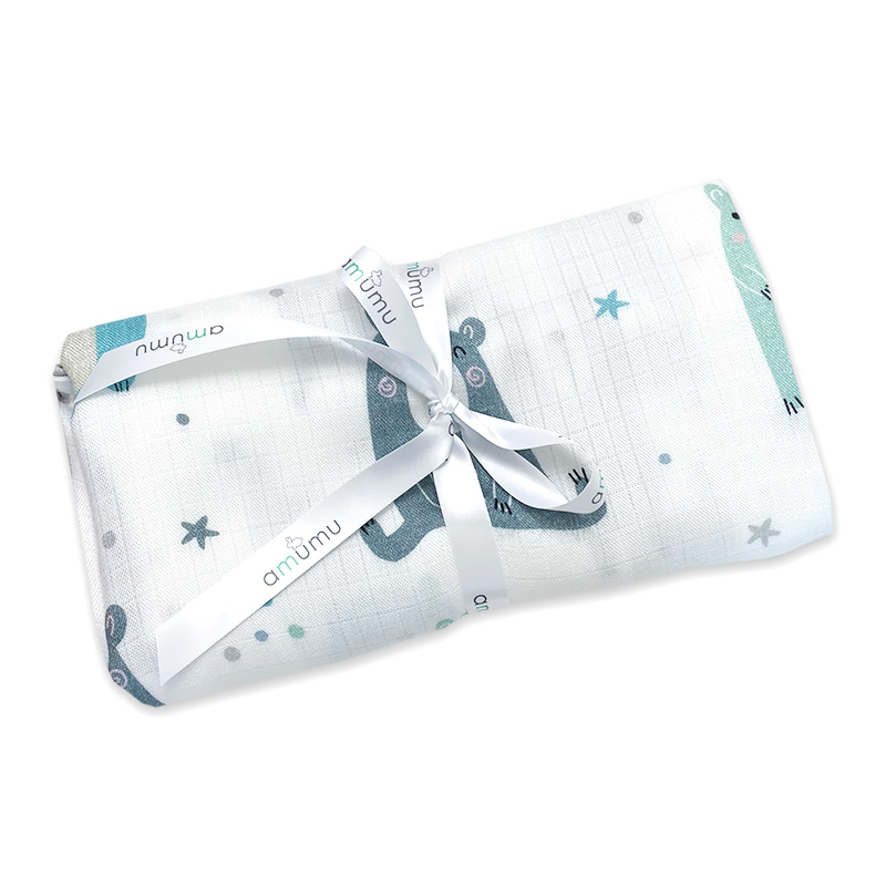 Otulacz muślinowy dla niemowląt Pastelowe Misie