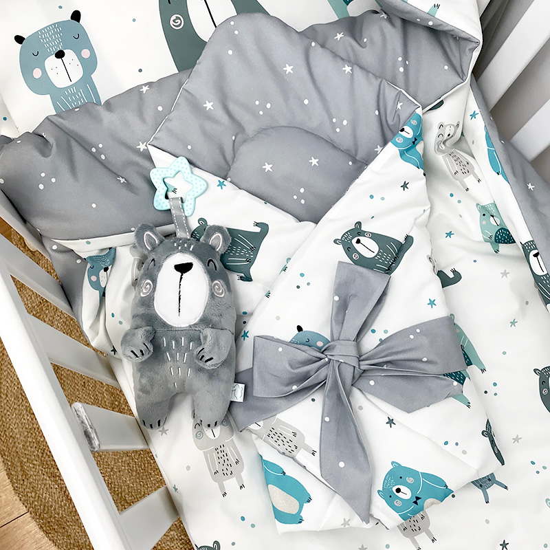 Rożek niemowlęcy bawełniany Pastelowe Misie gallery 8