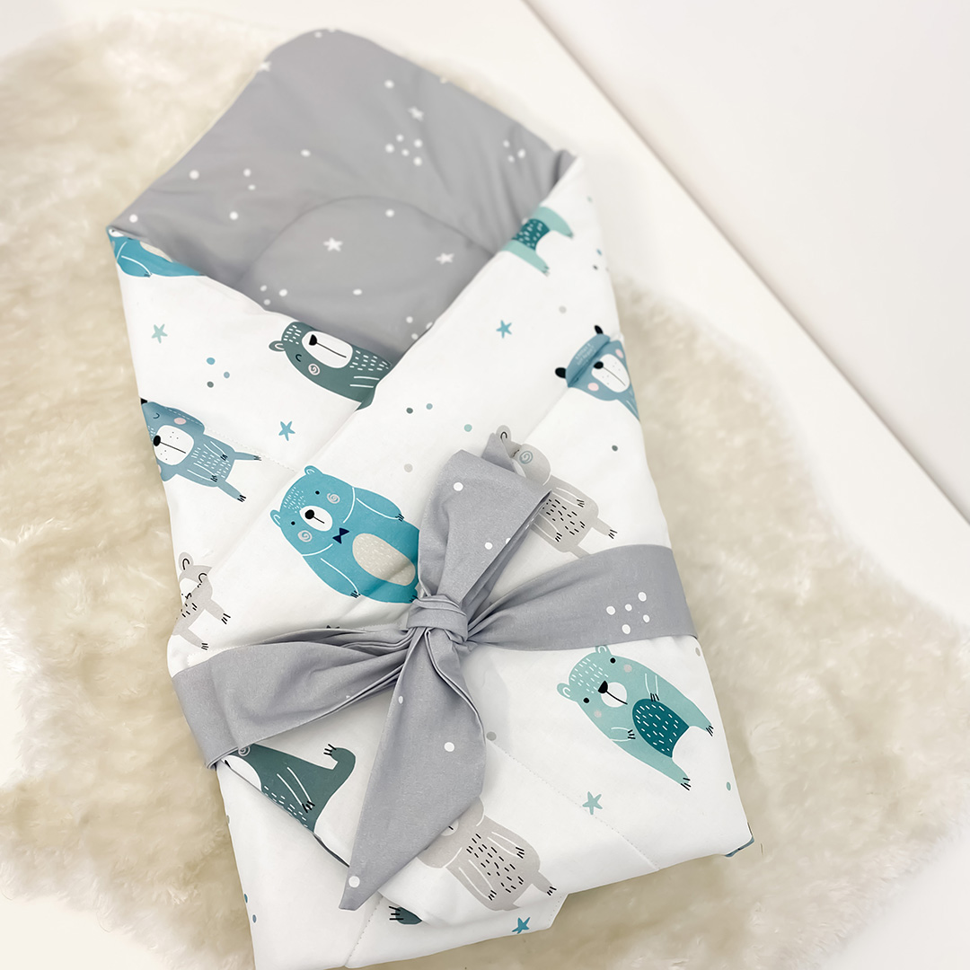 Rożek niemowlęcy bawełniany Pastelowe Misie gallery 6