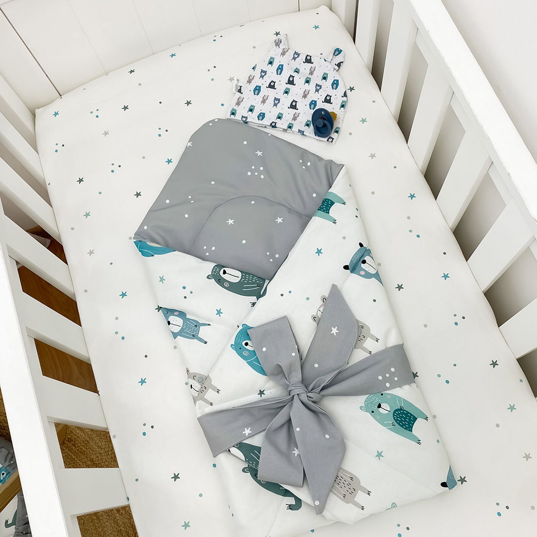 Rożek niemowlęcy bawełniany Pastelowe Misie gallery 3