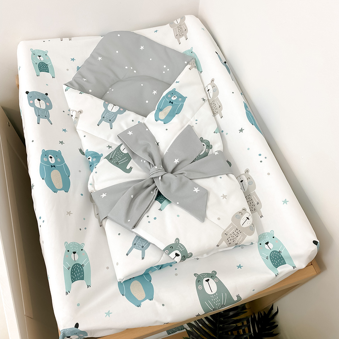 Rożek niemowlęcy bawełniany Pastelowe Misie gallery 1