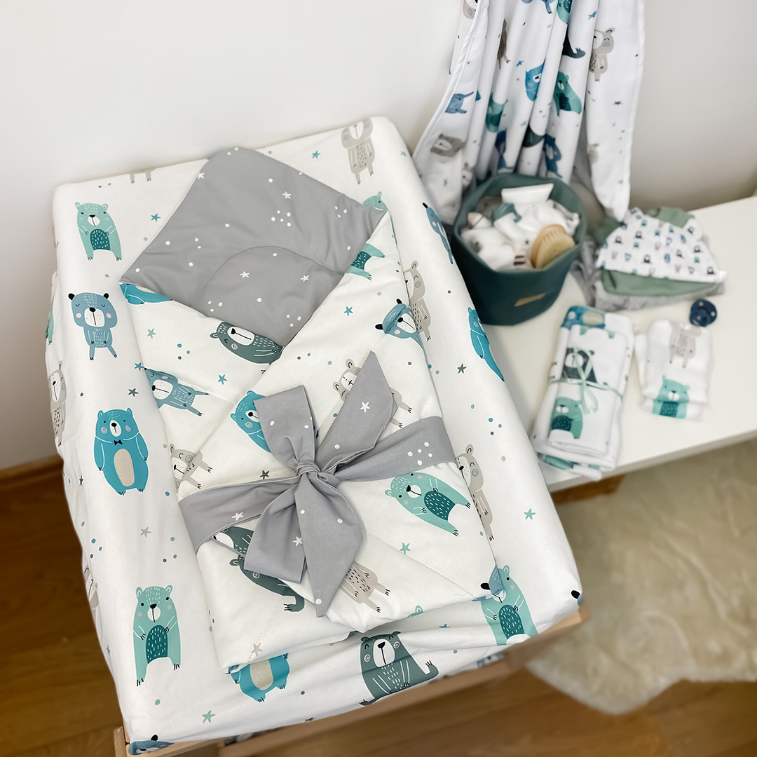 Rożek niemowlęcy bawełniany Pastelowe Misie gallery 2