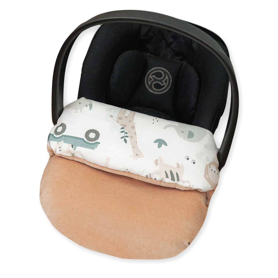 Kocyk do fotelika i wózka/półśpiworek welurowy Safari latte