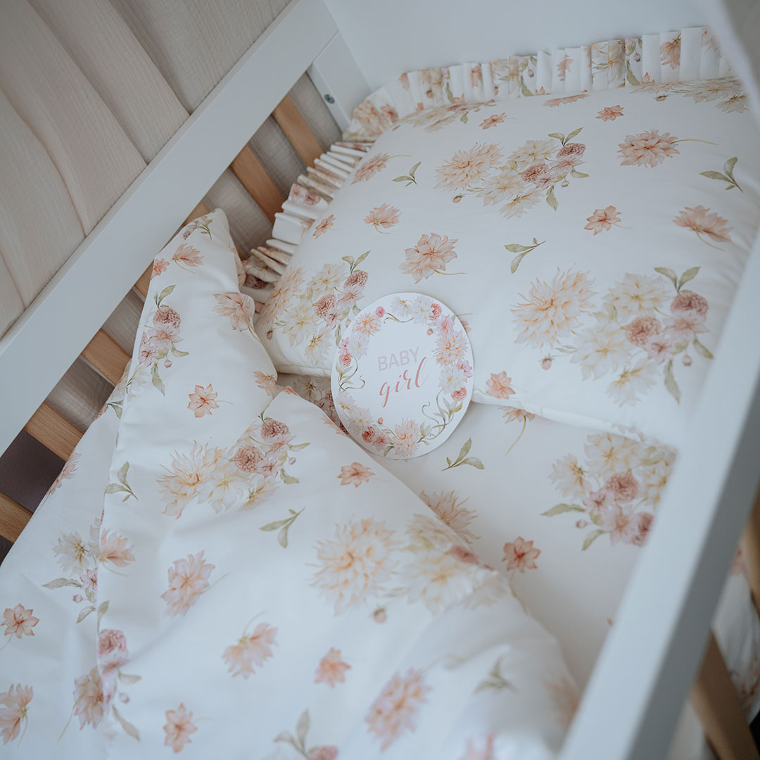 Prześcieradło z gumką do łóżeczka Zaczarowane Dalie 60x120 cm gallery 1