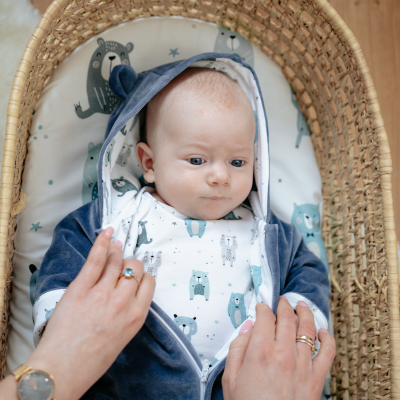 Kombinezon niemowlęcy welurowy Pastelowe Misie szary 62/68 OUTLET gallery 1