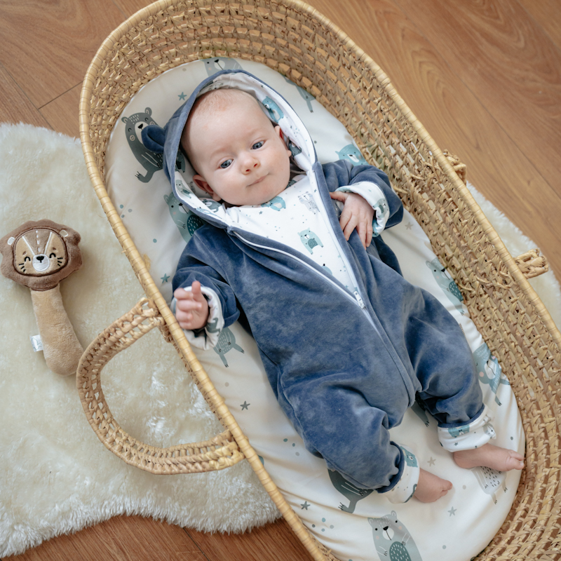 Kombinezon niemowlęcy welurowy Pastelowe Misie szary 62/68 OUTLET gallery 2