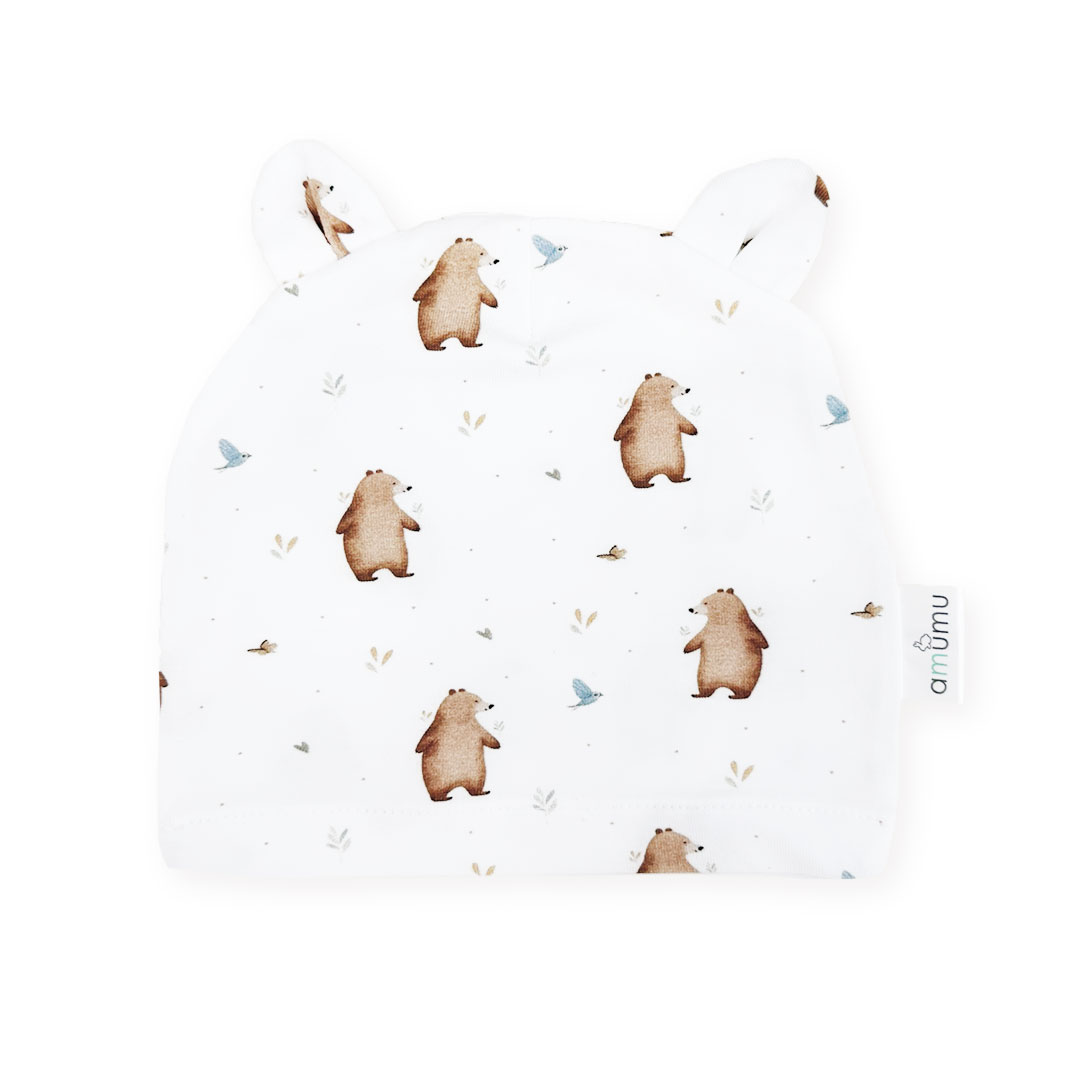 Czapeczka dla niemowlaka z uszami Miś Henry 3-6m