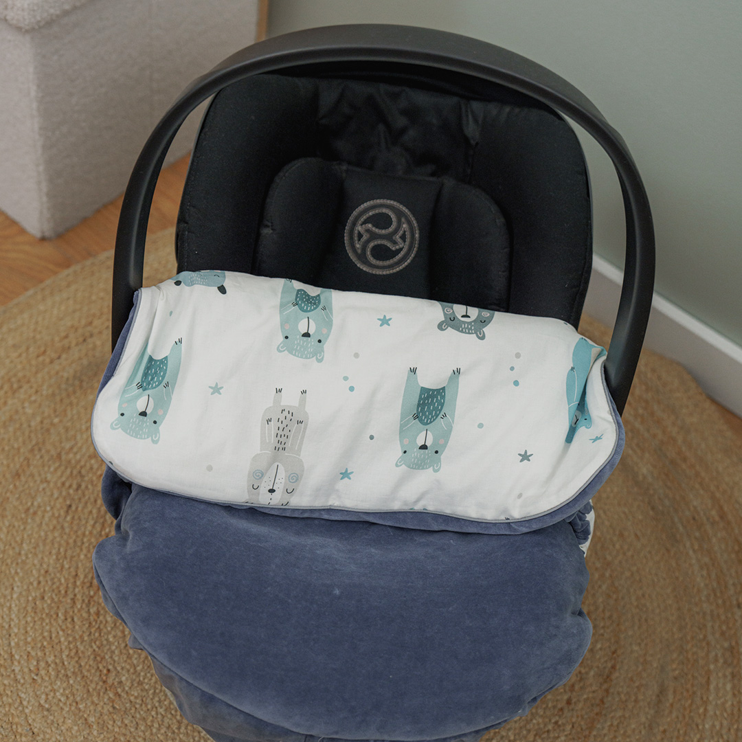 Kocyk do fotelika i wózka/półśpiworek welurowy Pastelowe Misie gallery 2