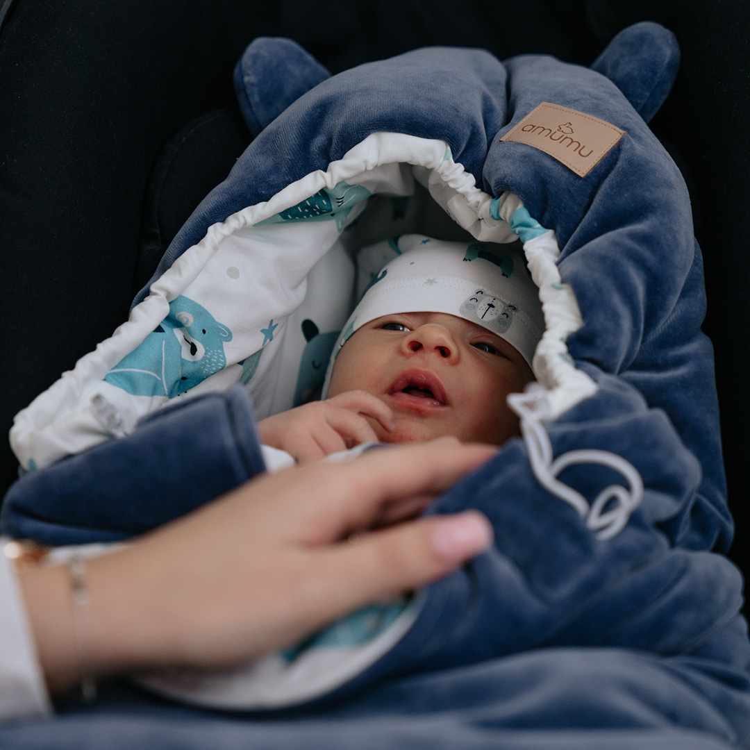 Otulacz do fotelika/kocyk welurowy do gondoli Pastelowe Misie gallery 1