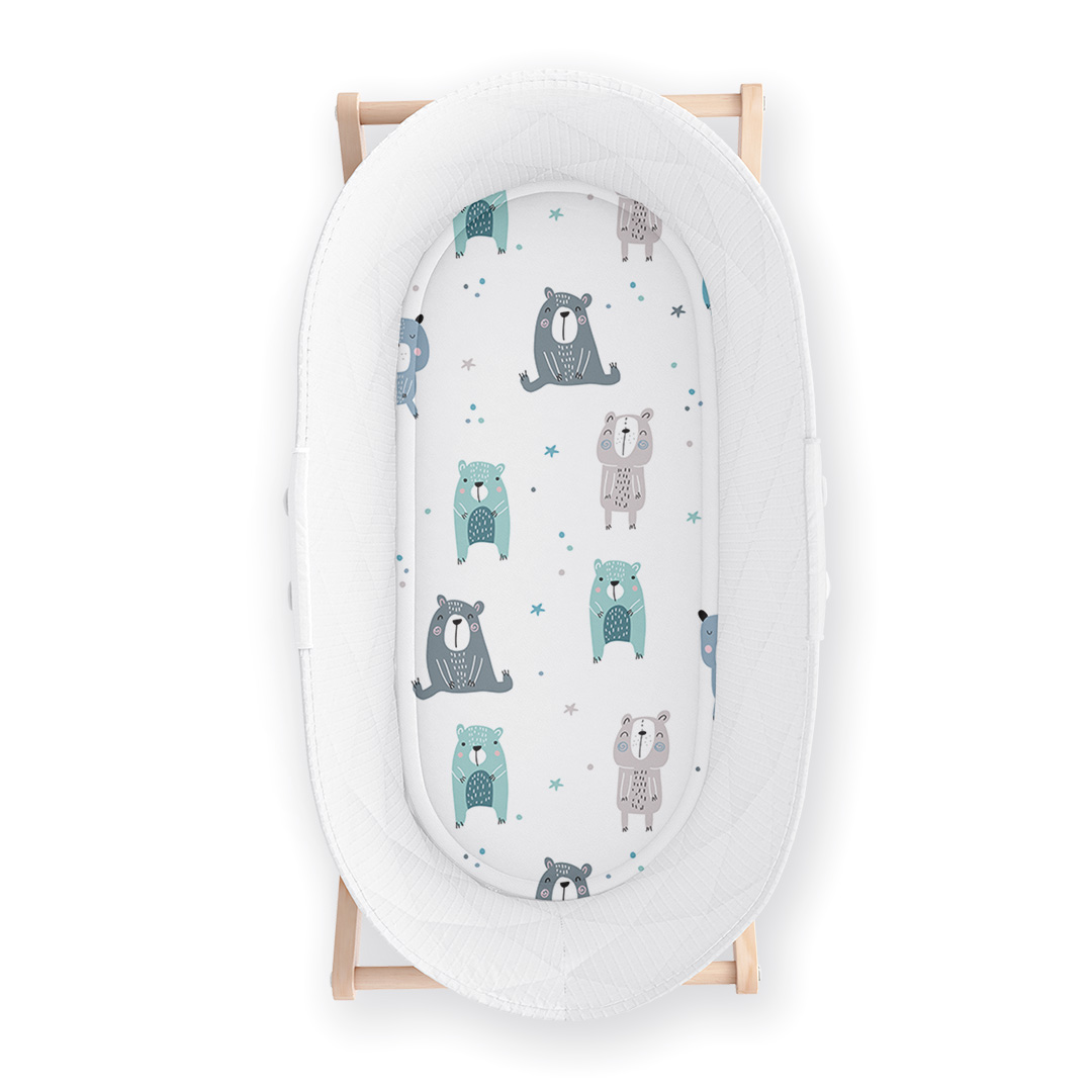 Prześcieradło do gondoli/kosza mojżesza Pastelowe Misie