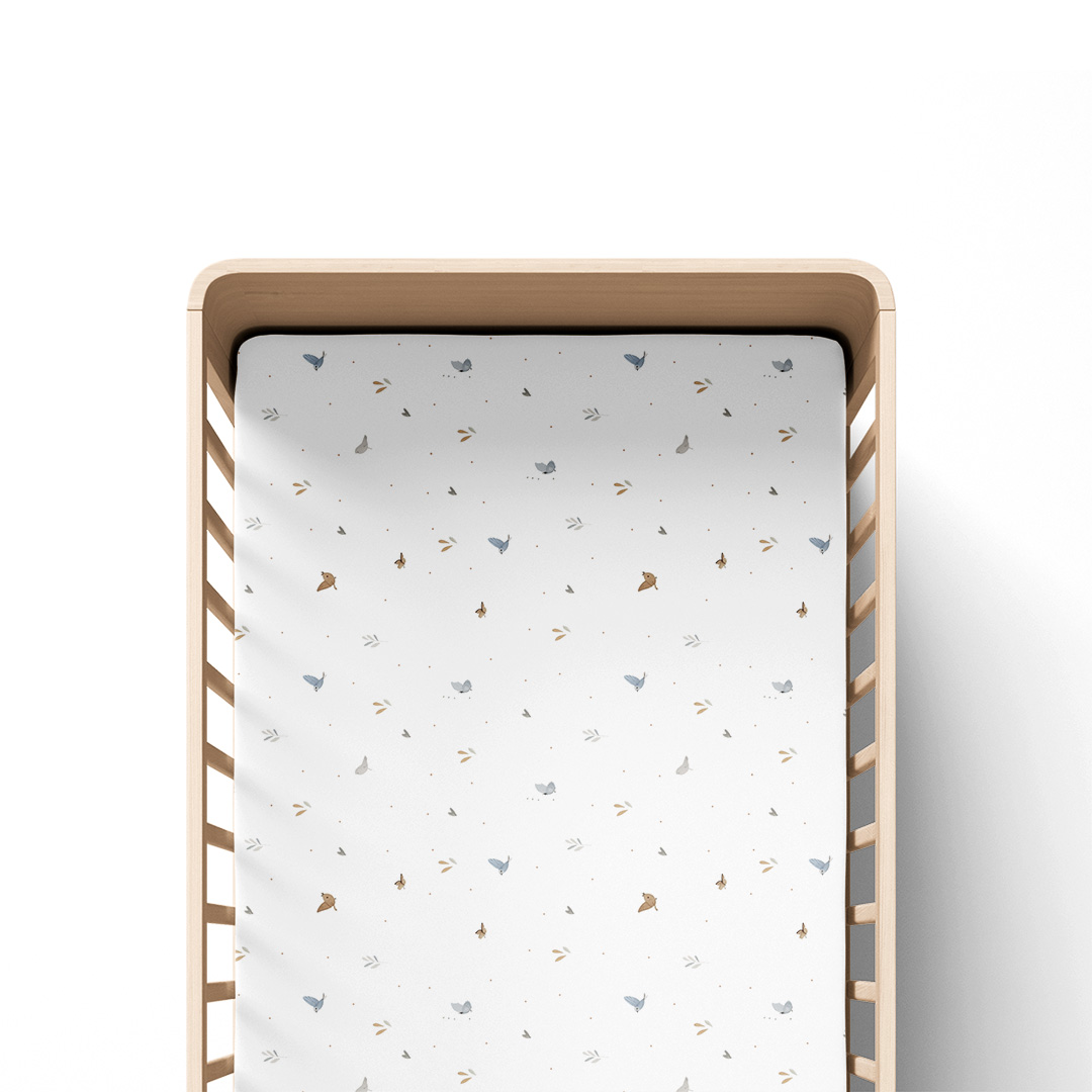 Prześcieradło z gumką do łóżeczka Ptaszki 60x120