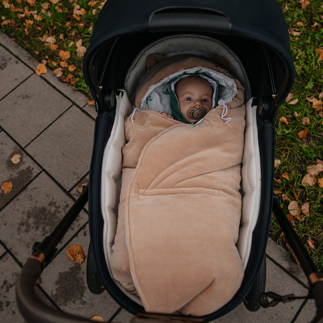 Otulacz do fotelika/kocyk welurowy do gondoli Safari latte gallery 8