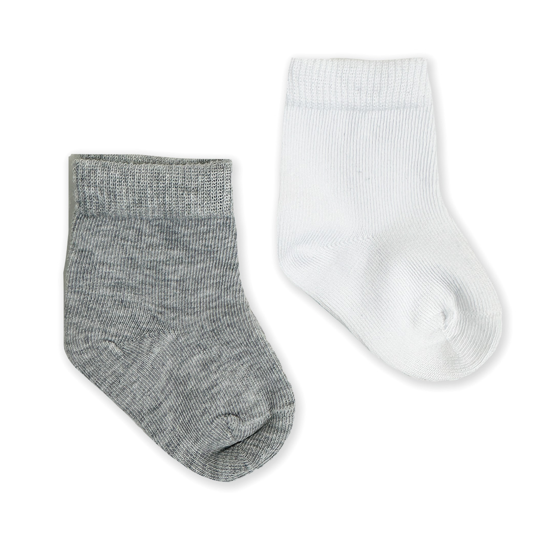 Skarpetki bawełniane niemowlęce 2-pak biało-szare