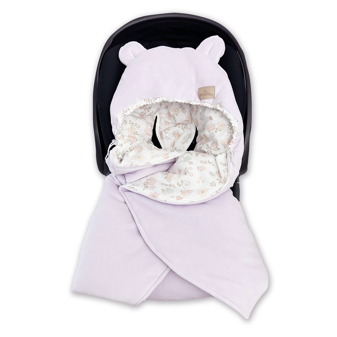 Otulacz do fotelika/kocyk welurowy do gondoli Kwiatołączka