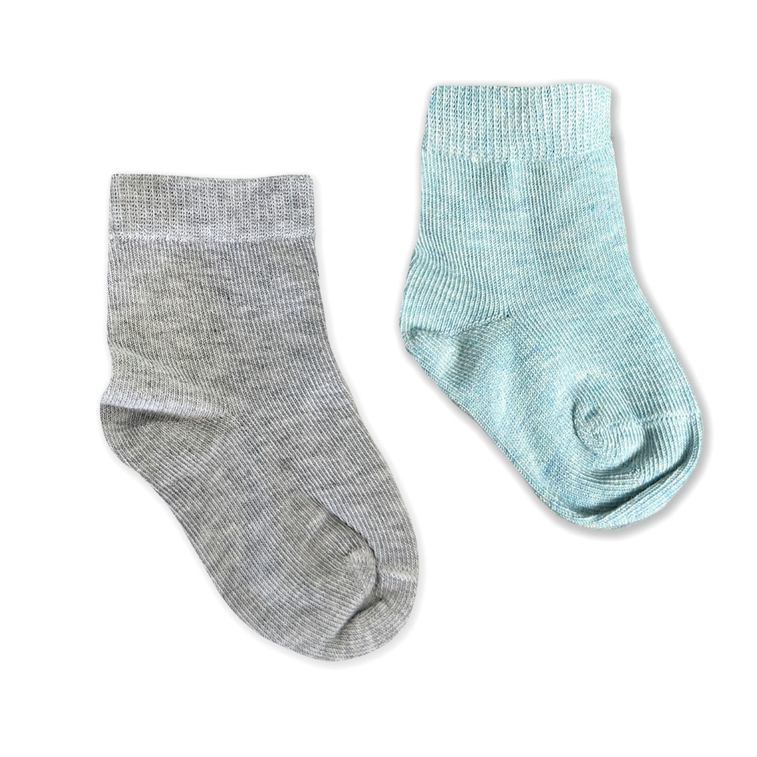 Skarpetki bawełniane niemowlęce 2-pak szaro-błękitne