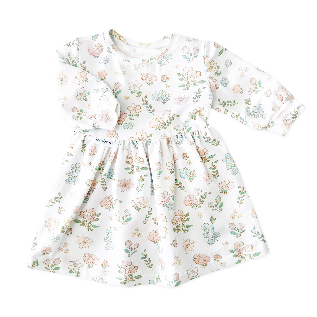 Sukienka dla dziewczynki z długim rękawem Kwiatołączka OUTLET 56/62