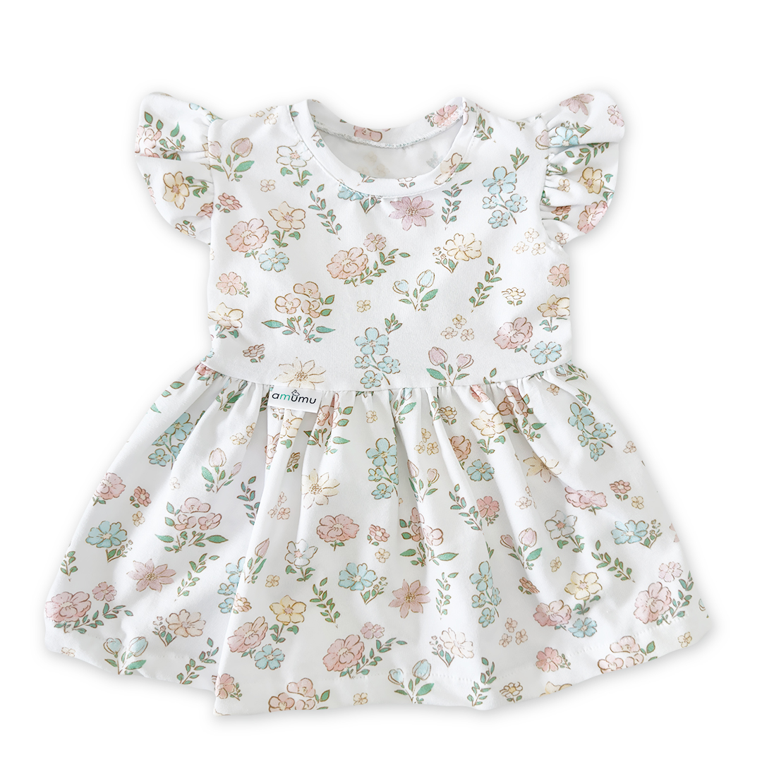 Sukienka dla dziewczynki z krótkim rękawem Kwiatołączka OUTLET 56/62