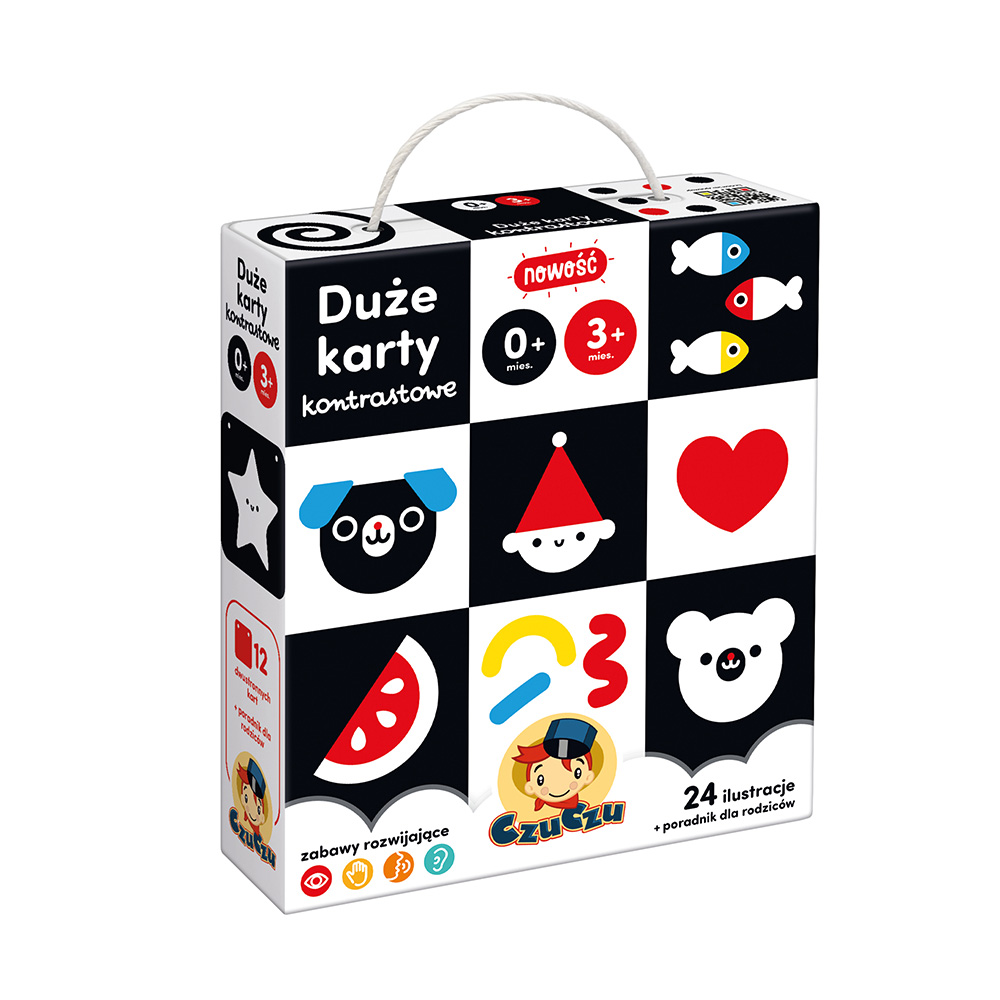 Duże karty kontrastowe dla dzieci 0 i 3 mies.+