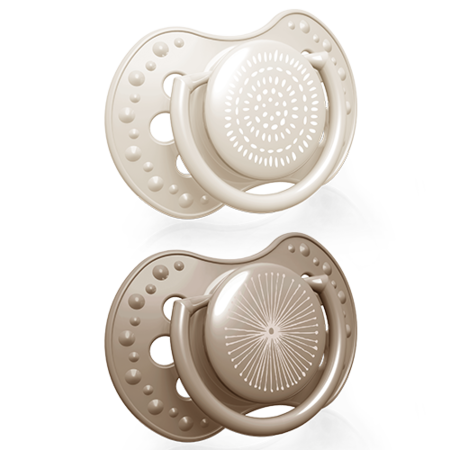 Smoczek silikonowy dynamiczny LOVI 0-3-m Harmony Beż