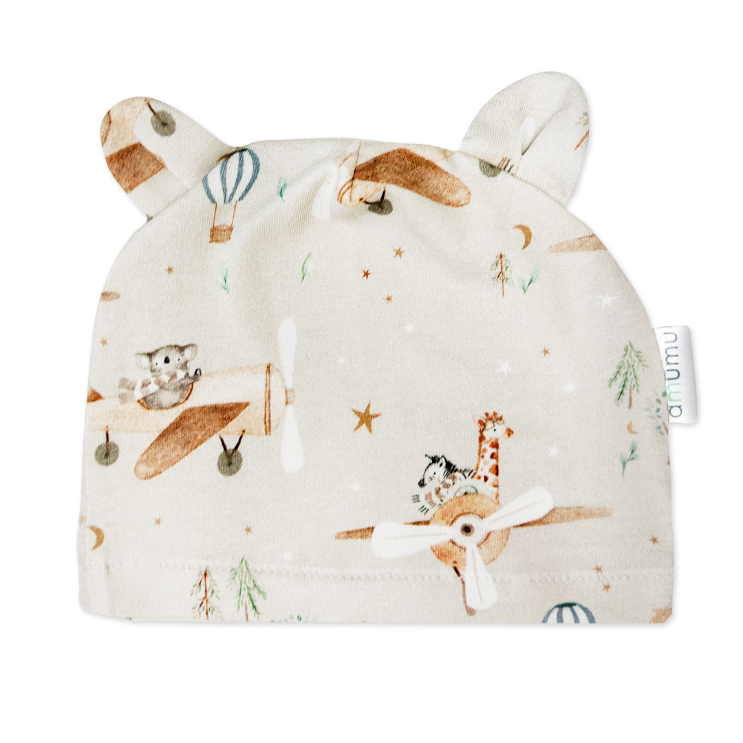 Czapeczka dla niemowlaka z uszami Śpiulkolot 3-6m