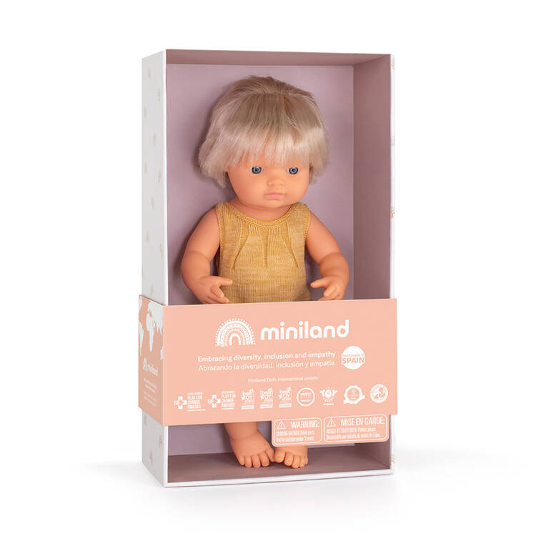 Lalka dziewczynka Europejka z implantem ślimakowym 38cm Miniland Doll