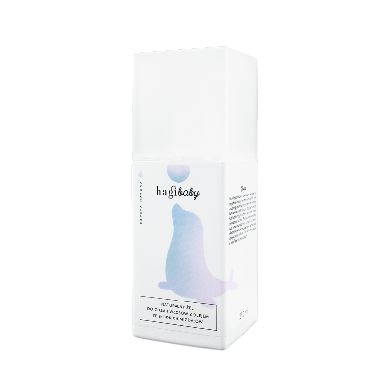 Naturalny żel do ciała i włosów dziecka, z olejem ze słodkich migdałów, 250 ml, Hagi Baby