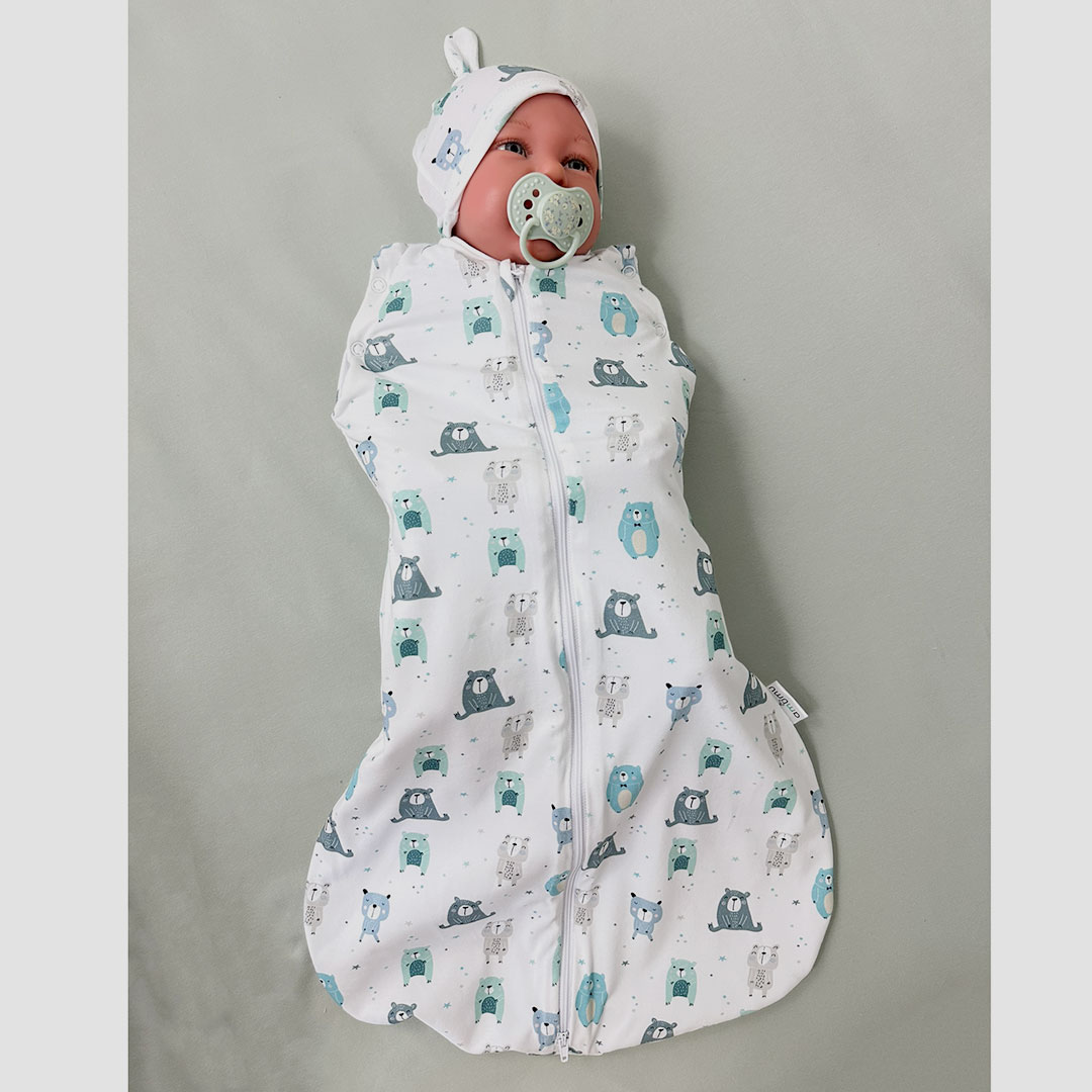 Otulacz do spania - śpiworek 2w1 dla noworodka 1.5 TOG Pastelowe Misie gallery 6