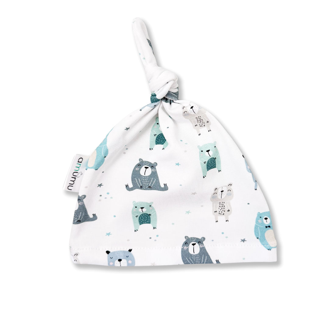 Czapeczka niemowlęca Pastelowe Misie 0-3m