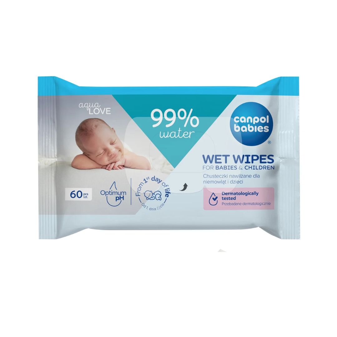 Canpol Chusteczki nawilżane dla niemowląt i dzieci, 99% wody, 60 szt. image 1