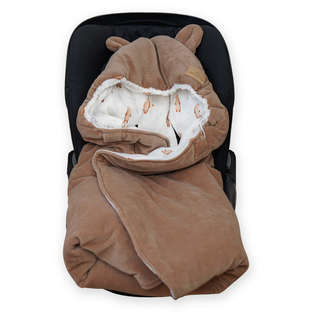 Otulacz do fotelika/kocyk welurowy do gondoli Miś Henry