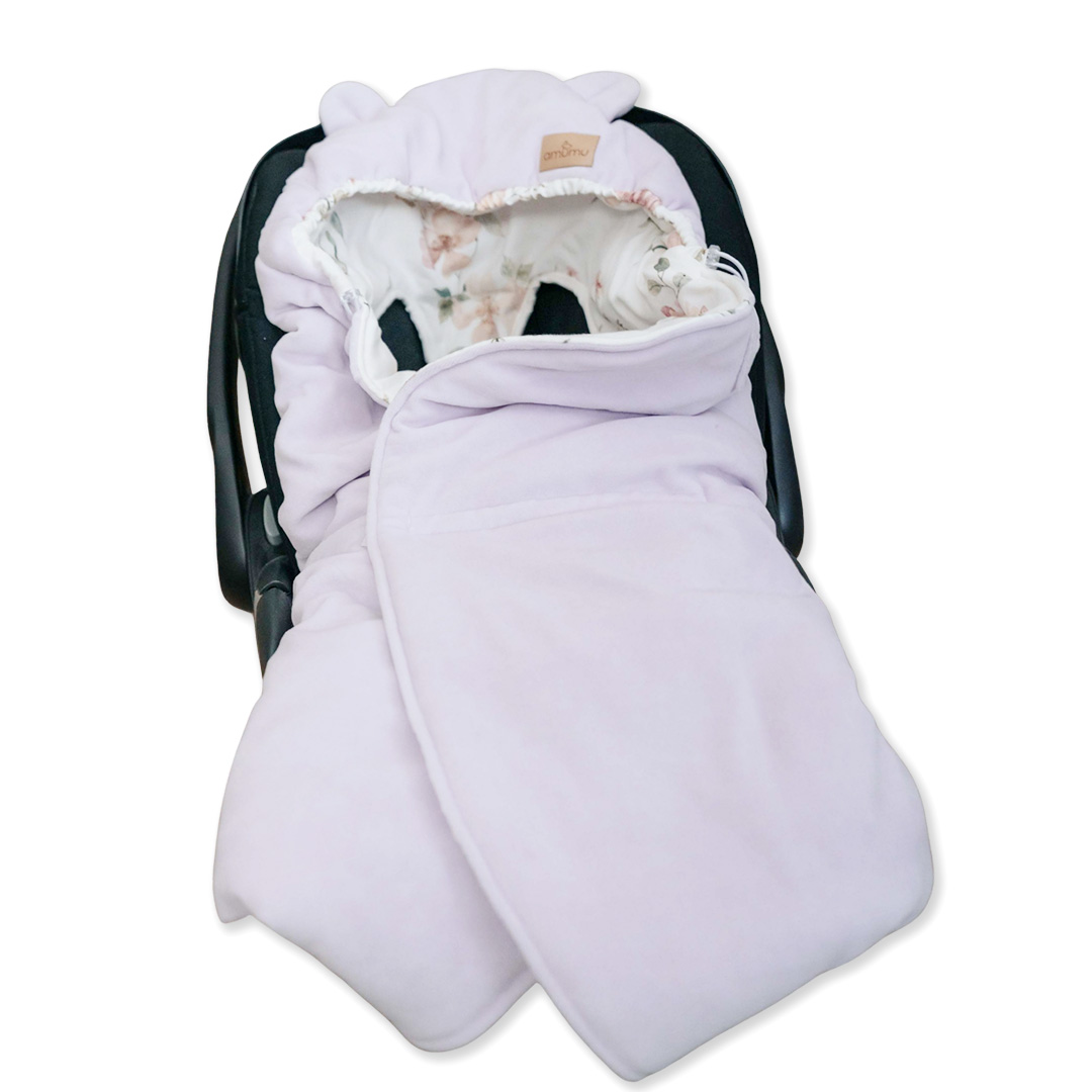 Otulacz do fotelika/kocyk welurowy do gondoli Magiczny Ogród liliowy OUTLET