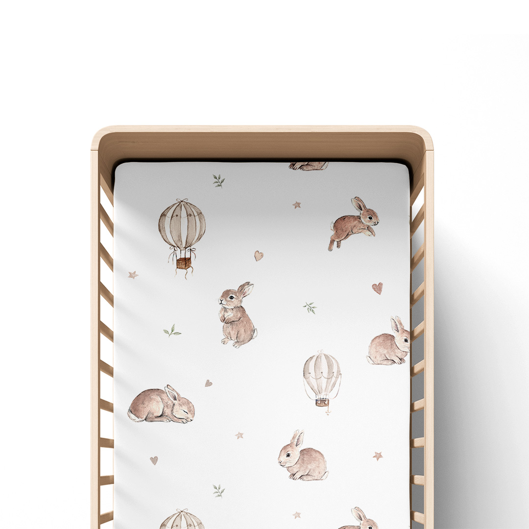 Prześcieradło z gumką do łóżeczka Króliczek Teodor 70x140 cm