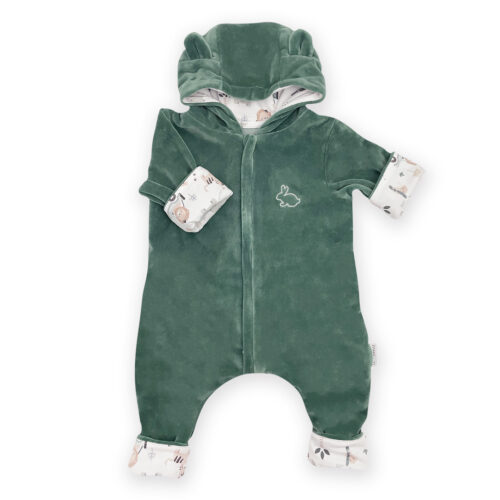 Velour baby jumpsuit Safari