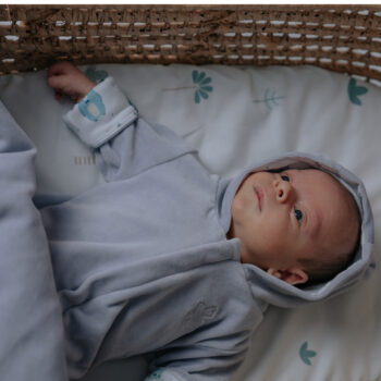 Velour baby jumpsuit Pastel Bears gray