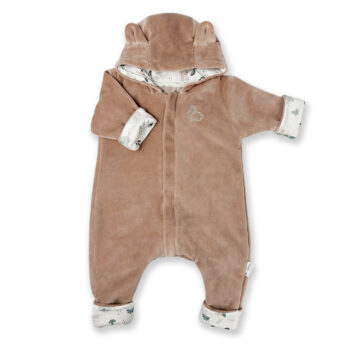 Velour baby jumpsuit Safari latte